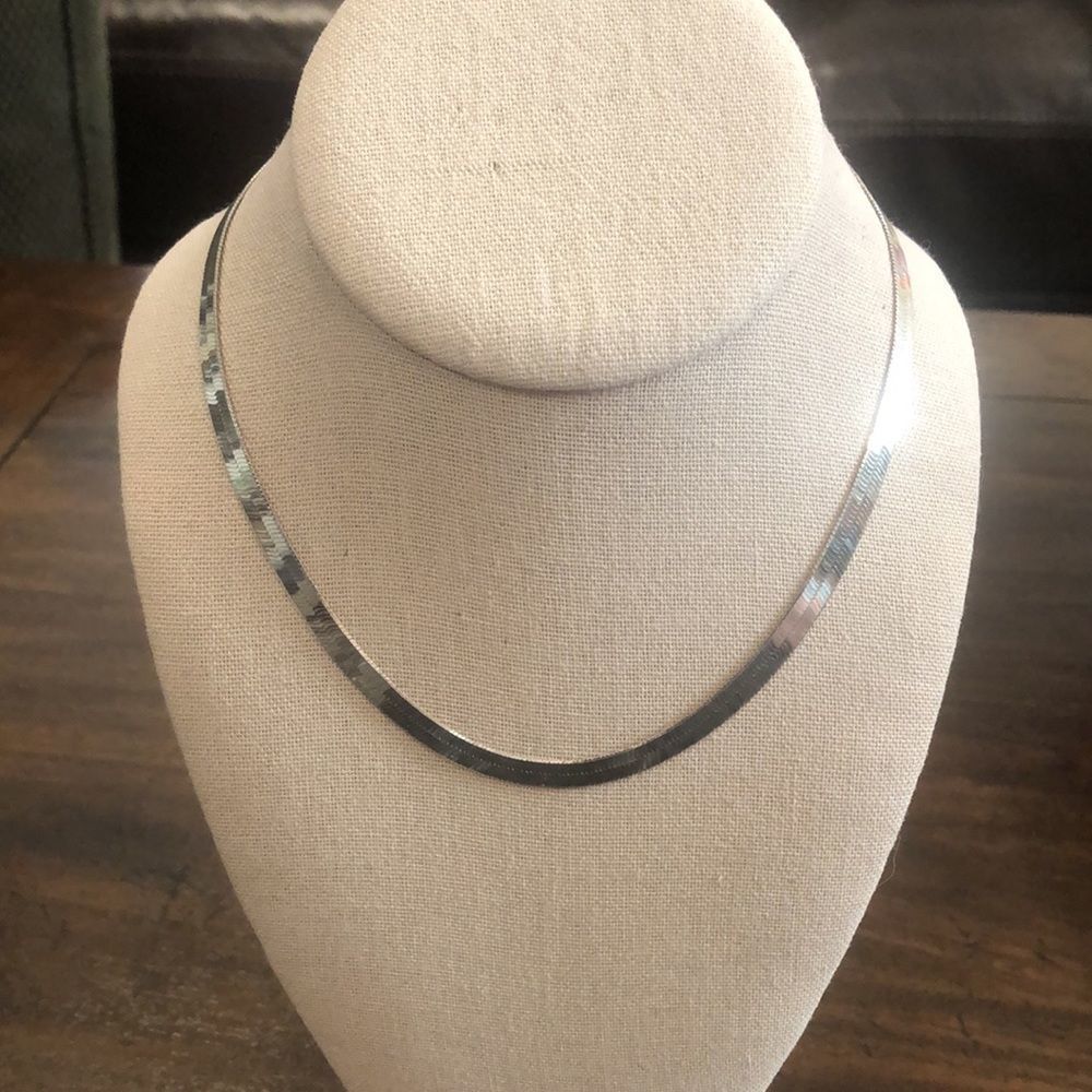 Vintage Sterling Silver Herringbone Necklace
